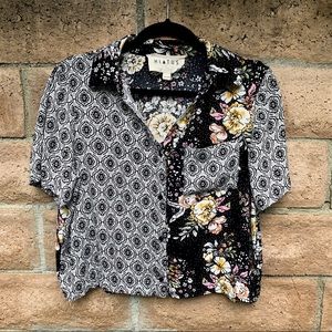 Mixed media floral top